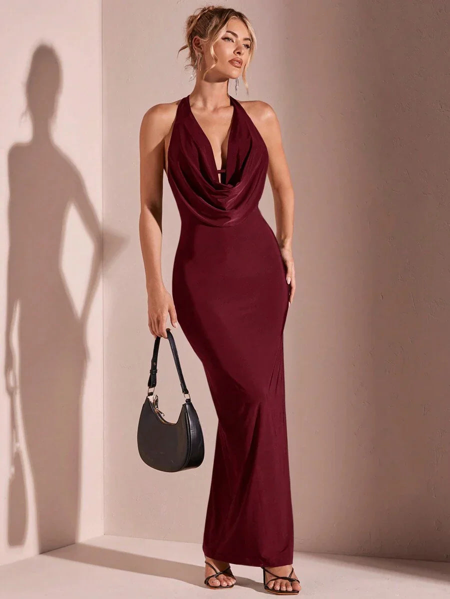 NOLA - Maxi Mermaid Bodycon Dress Burgundy