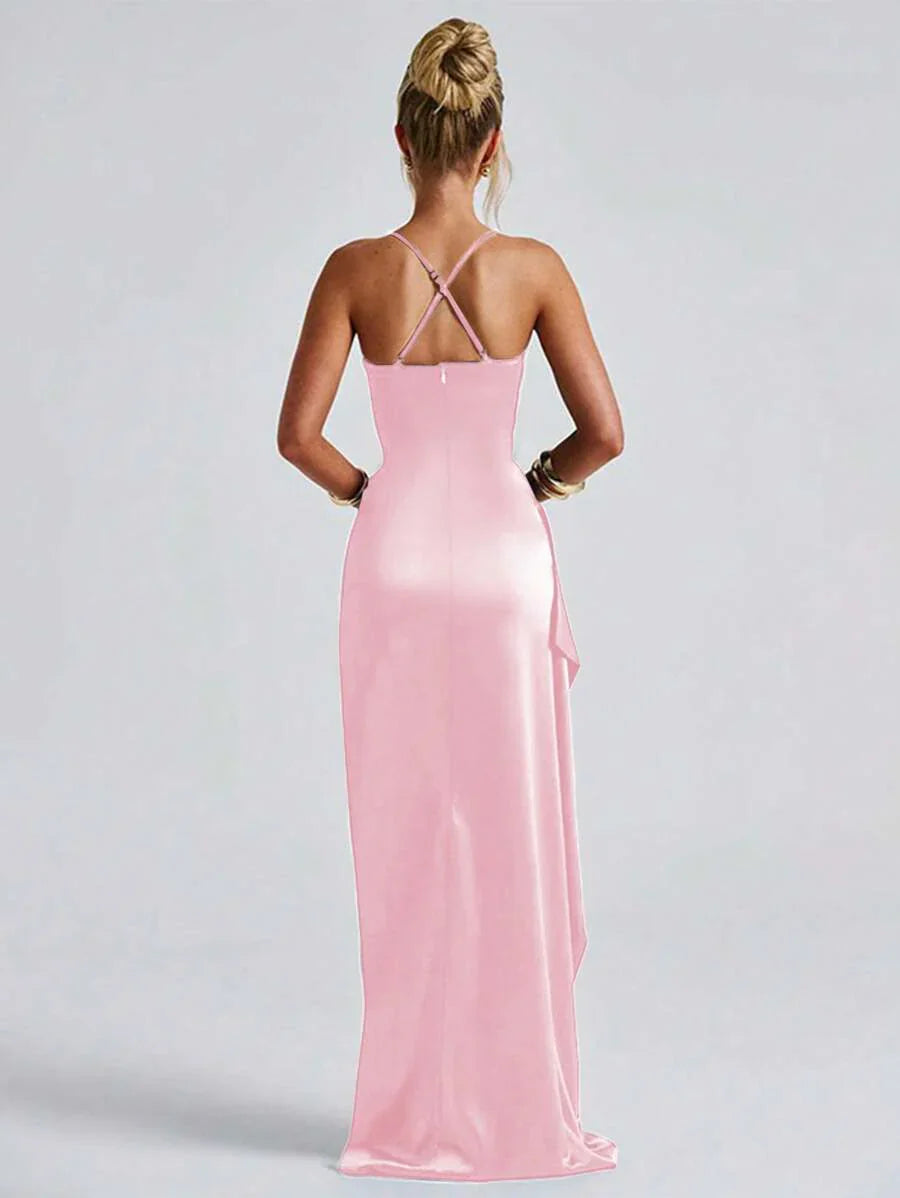 SATINÉ - Spaghetti Strap Satin Maxi Dress