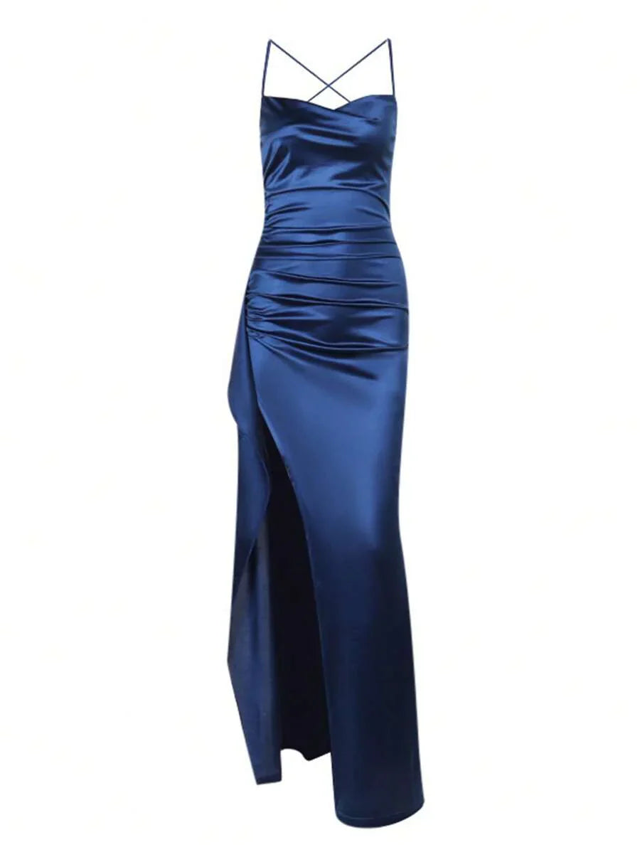 SATINÉ - Spaghetti Strap Satin Maxi Dress