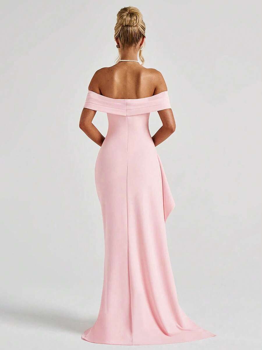 ÉLORIA – Off-Shoulder Bodycon Maxi Dress with Slit
