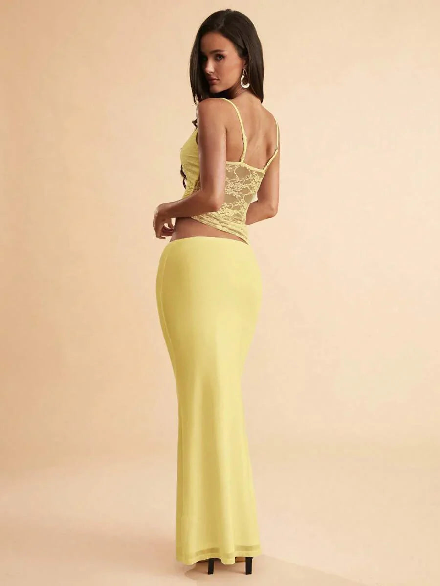 NARILA - Lace Panel Bodycon Maxi Dress