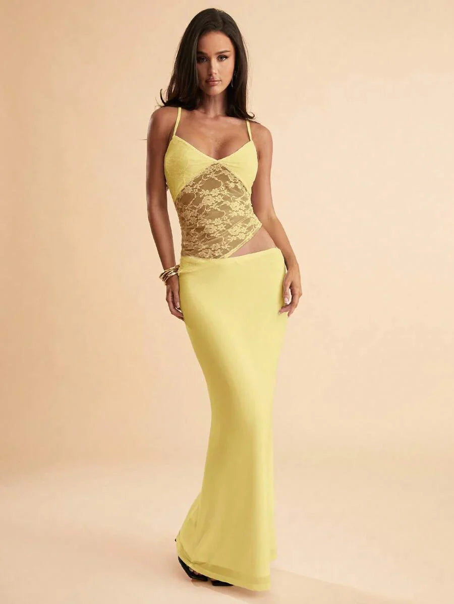 NARILA - Lace Panel Bodycon Maxi Dress