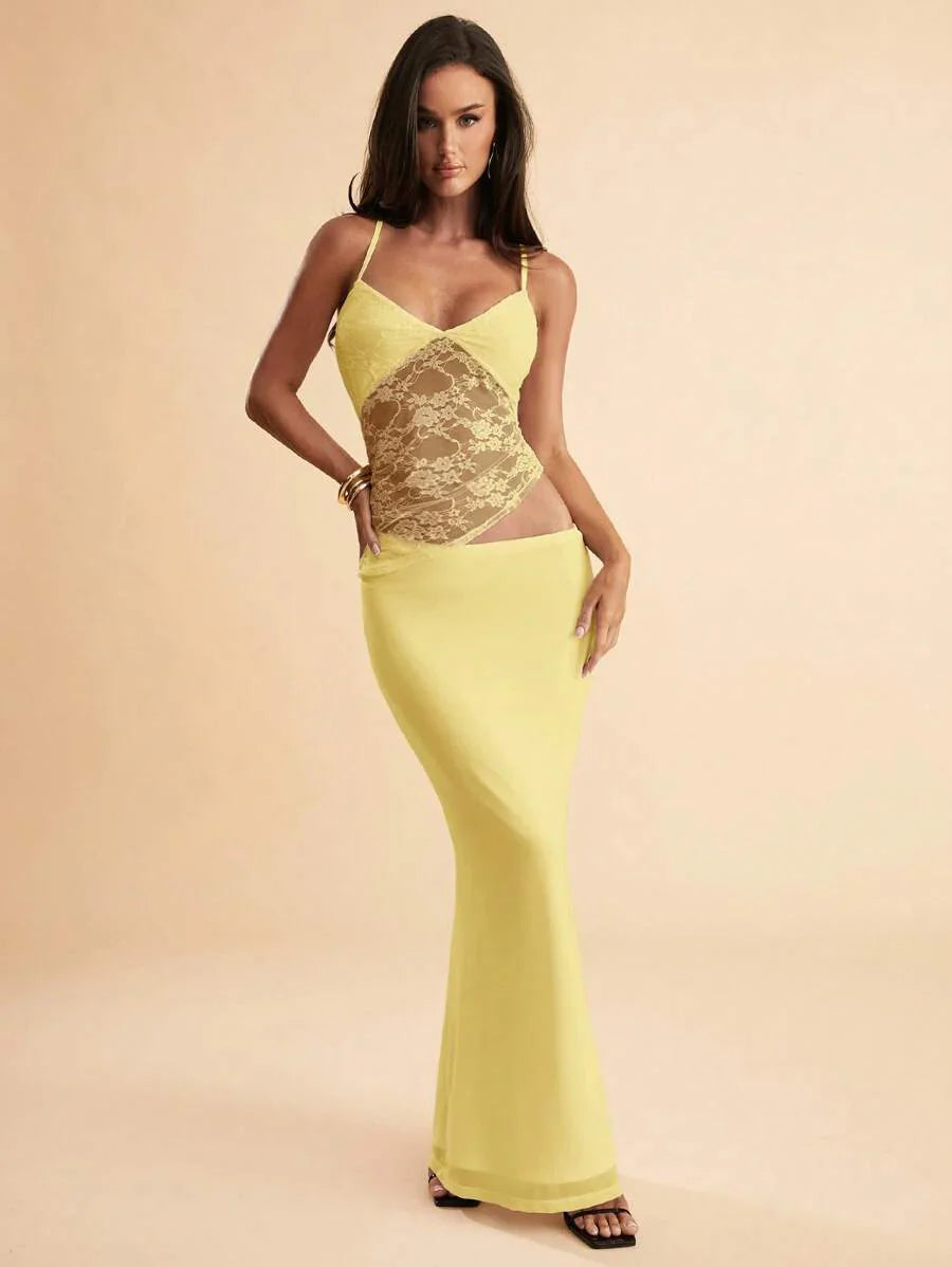 NARILA - Lace Panel Bodycon Maxi Dress