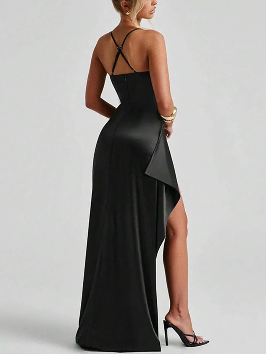 SATINÉ - Spaghetti Strap Satin Maxi Dress