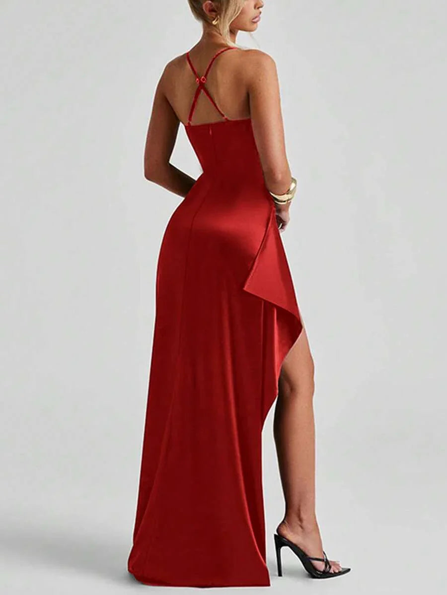SATINÉ - Spaghetti Strap Satin Maxi Dress
