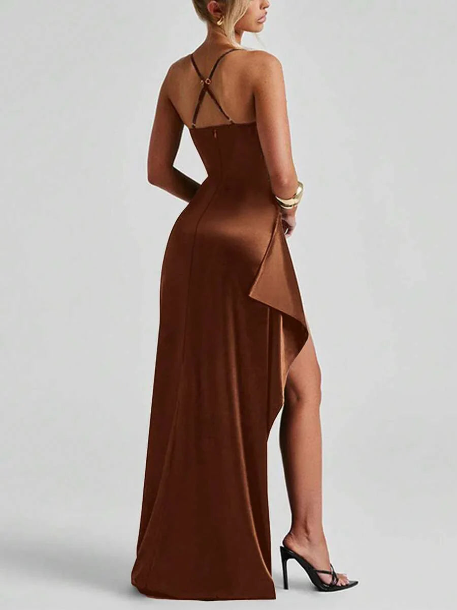 SATINÉ - Spaghetti Strap Satin Maxi Dress
