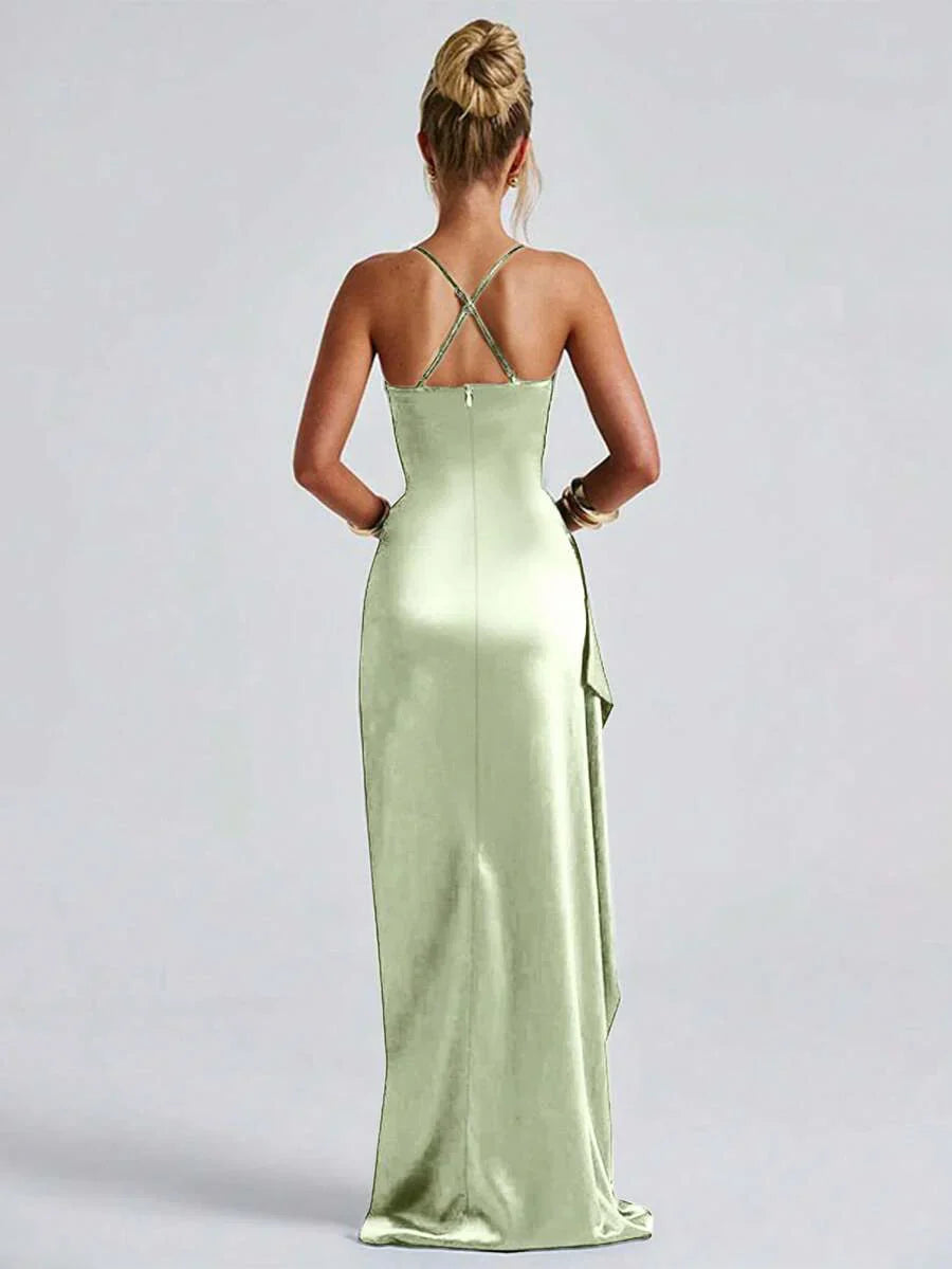 SATINÉ - Spaghetti Strap Satin Maxi Dress