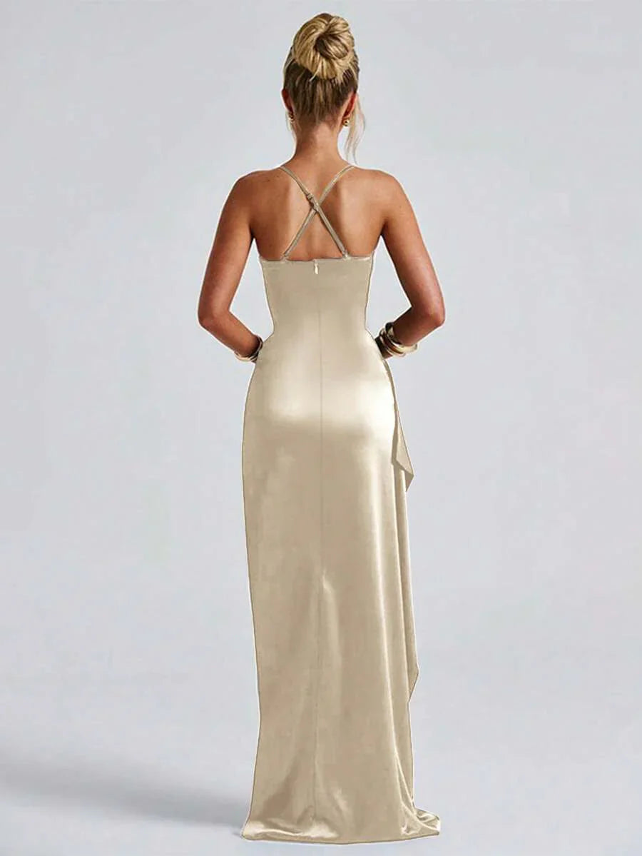 SATINÉ - Spaghetti Strap Satin Maxi Dress