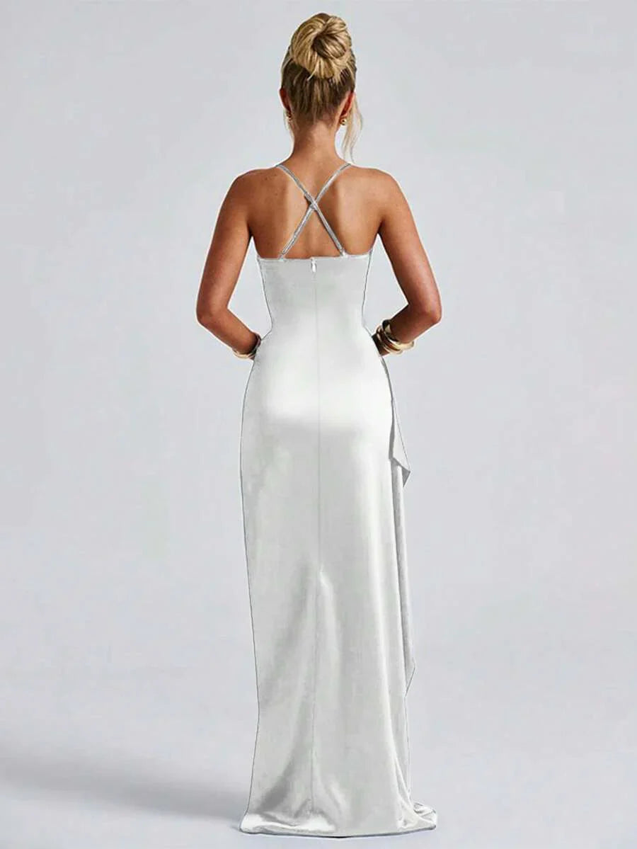 SATINÉ - Spaghetti Strap Satin Maxi Dress