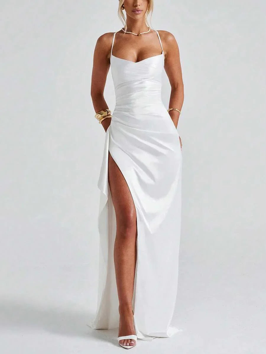 SATINÉ - Spaghetti Strap Satin Maxi Dress