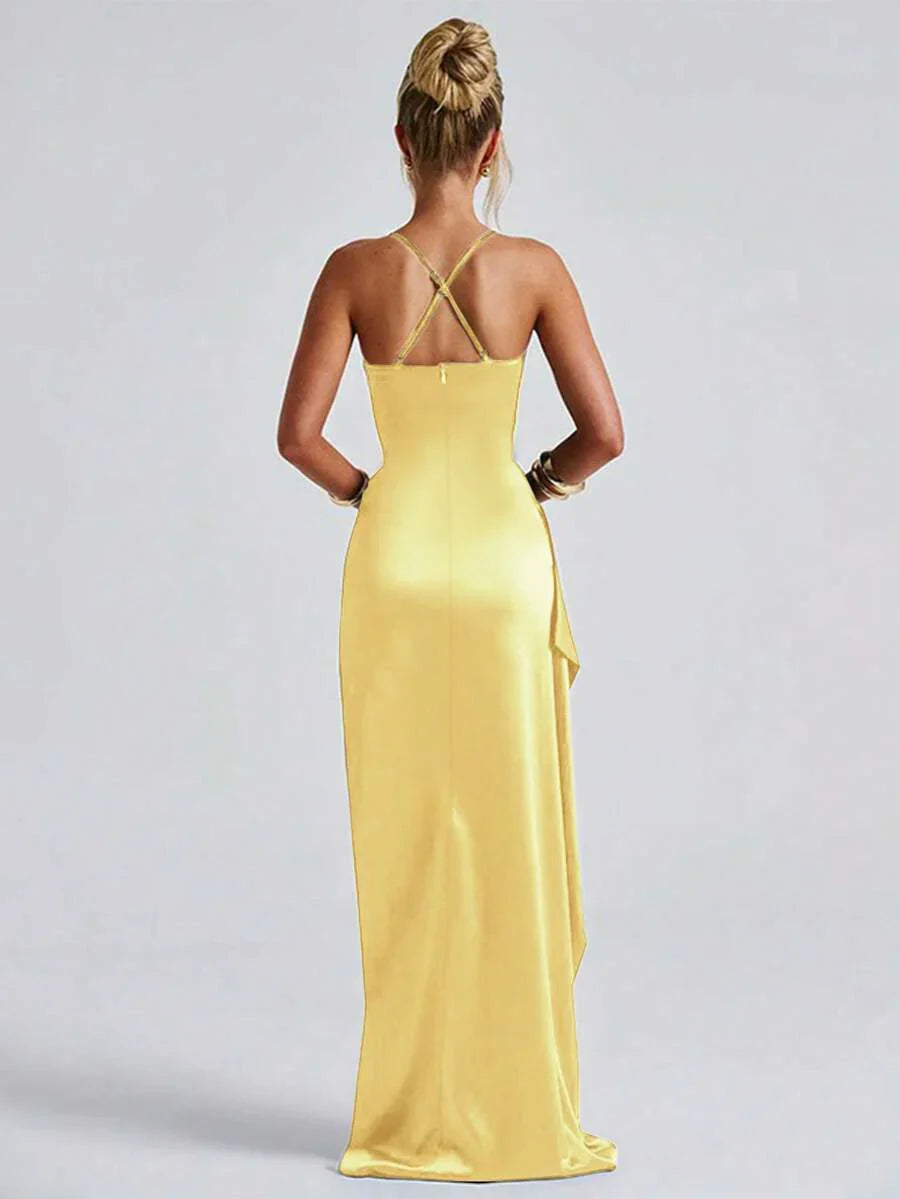 SATINÉ - Spaghetti Strap Satin Maxi Dress