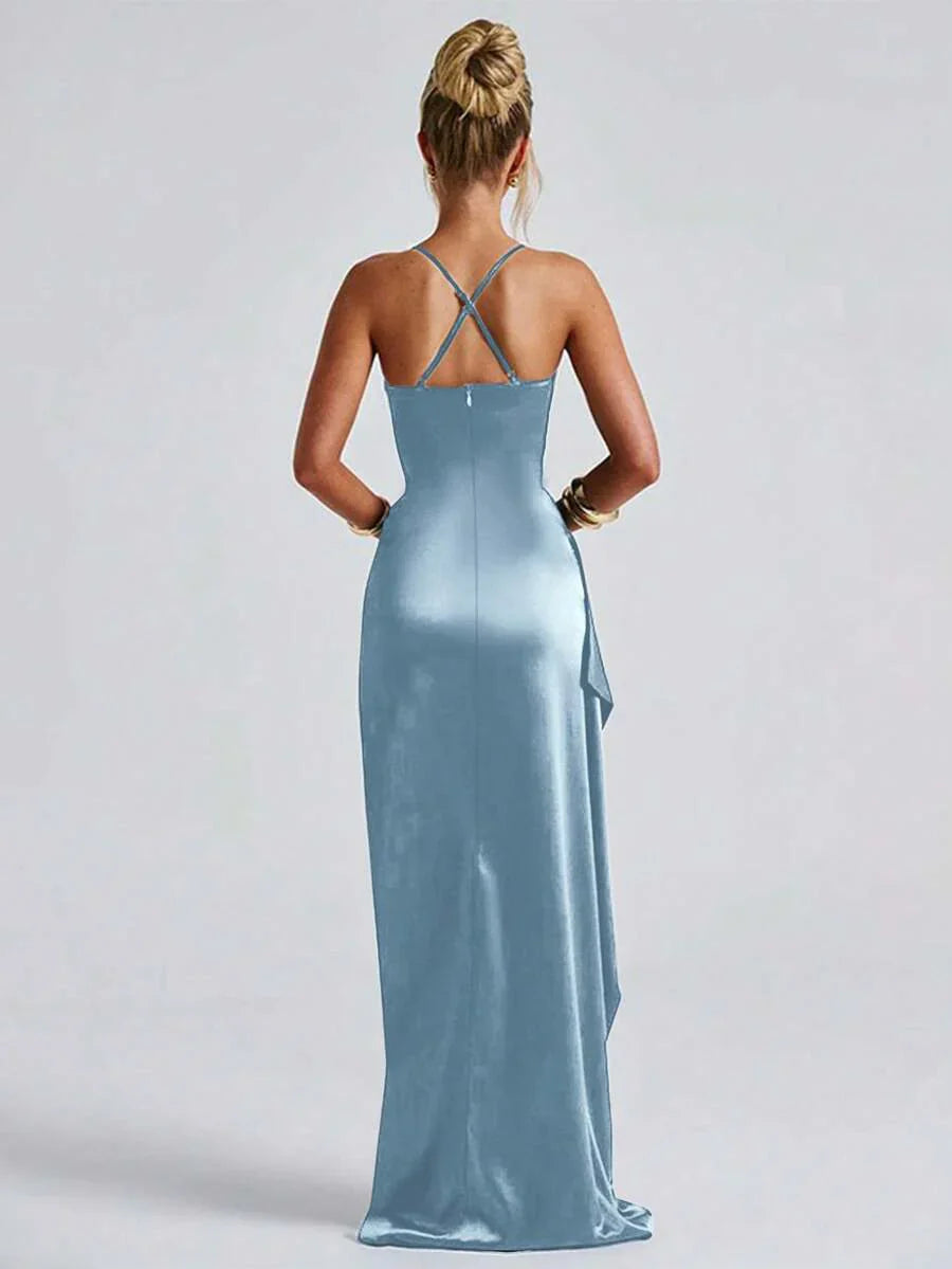 SATINÉ - Spaghetti Strap Satin Maxi Dress
