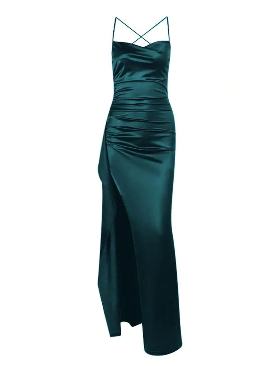 SATINÉ - Spaghetti Strap Satin Maxi Dress