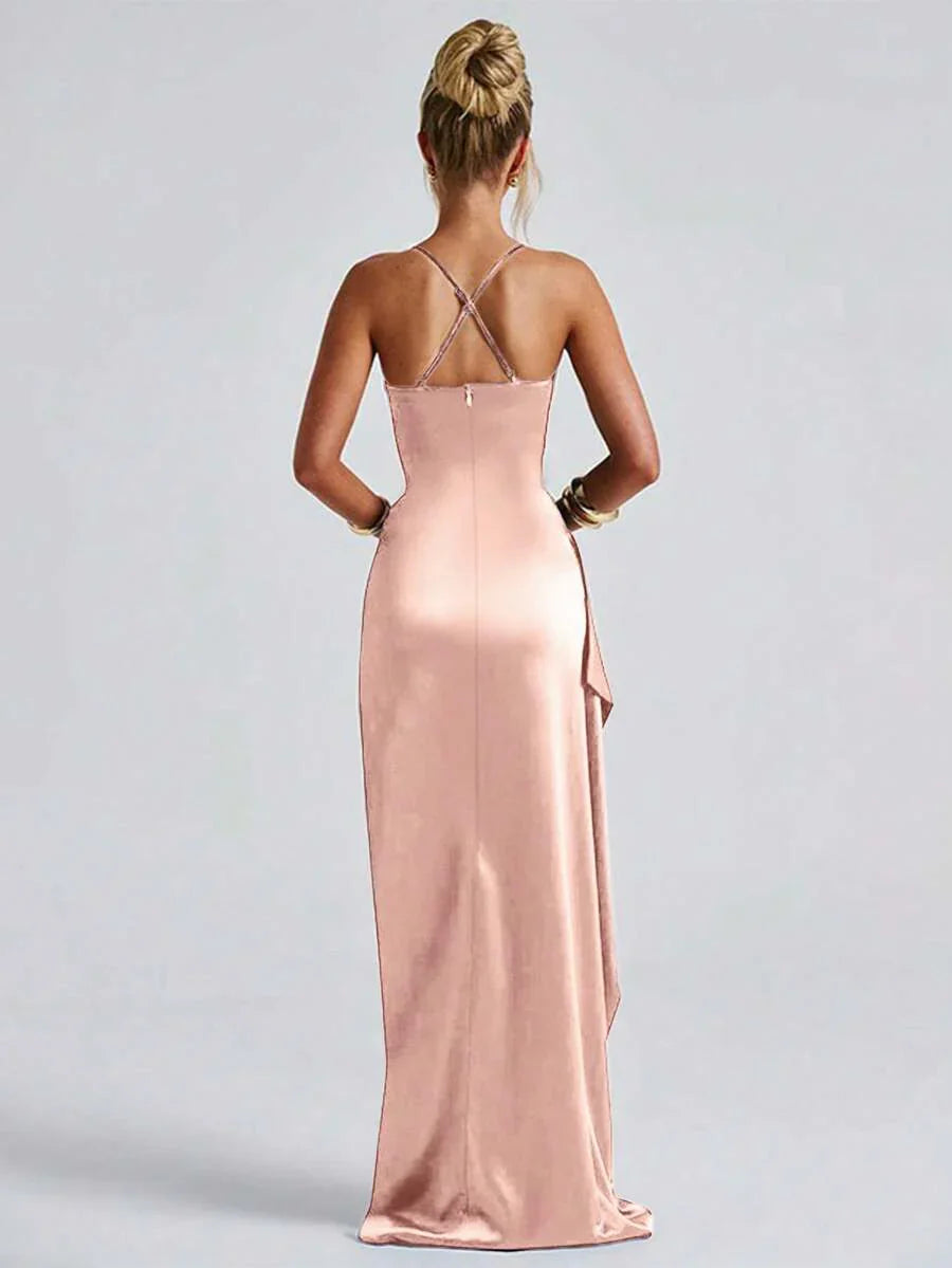 SATINÉ - Spaghetti Strap Satin Maxi Dress
