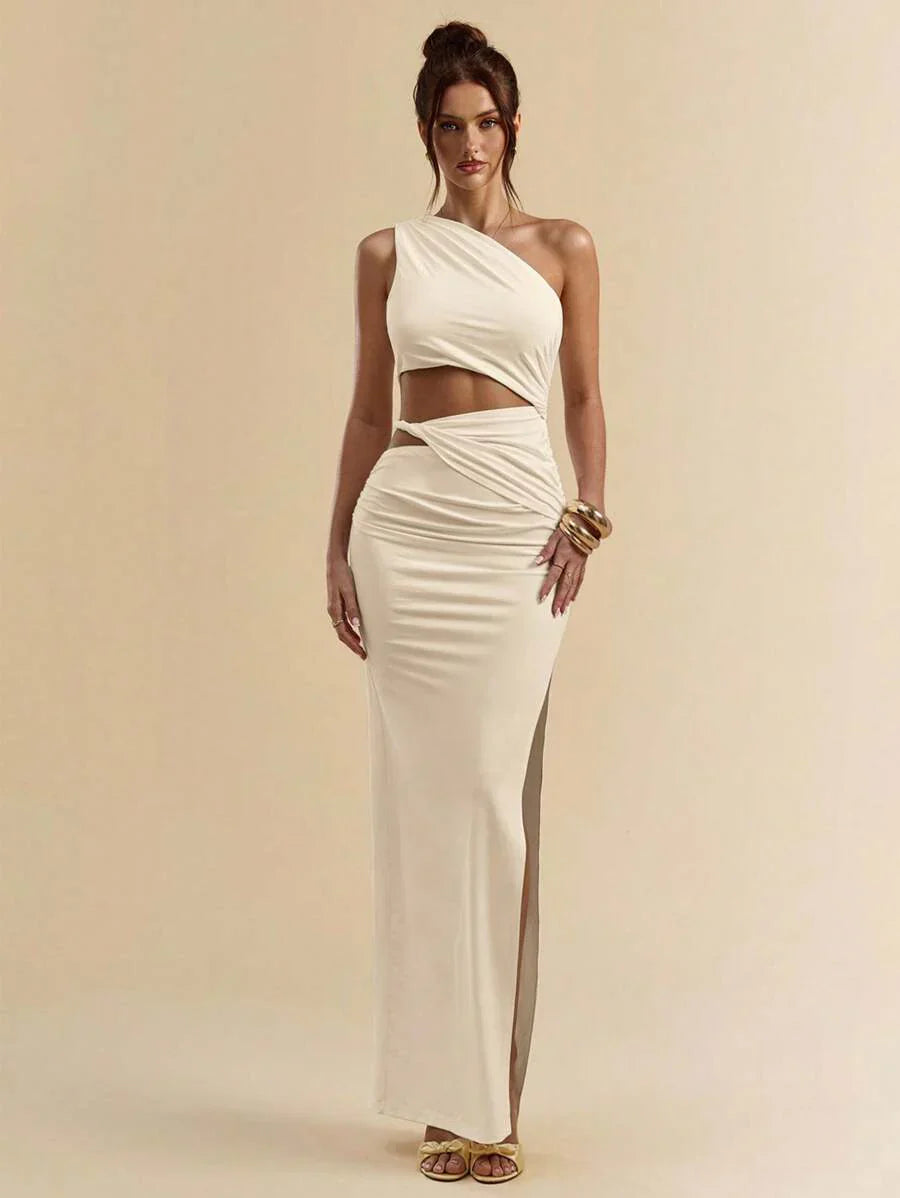 SVELTO - Asymmetric Bodycon Maxi Dress with High Slit