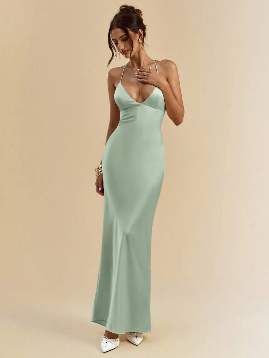 Sélisse – Satin Mermaid Maxi Dress Mint Green