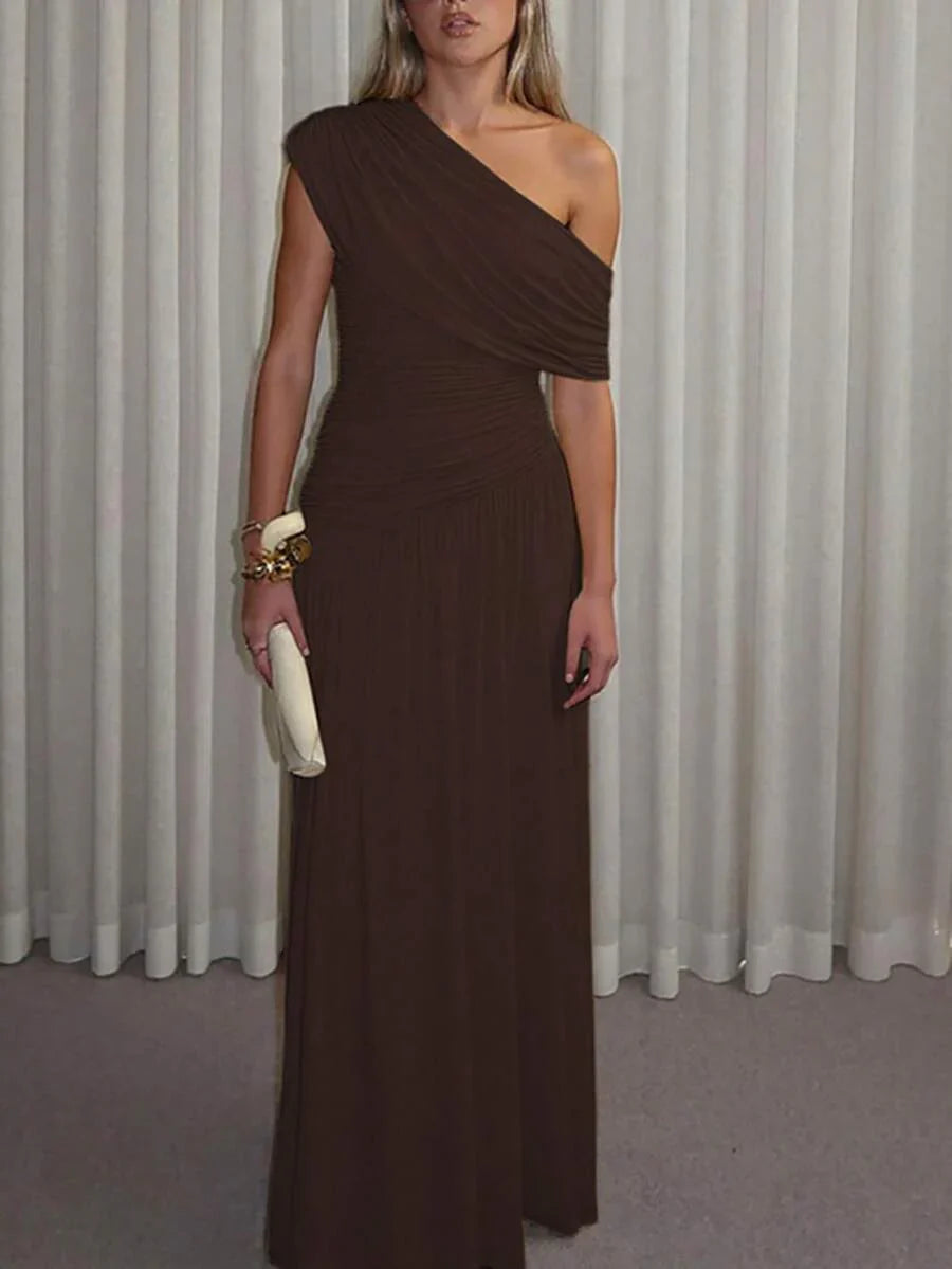 ZÉPHYR — One-Shoulder Ruched Maxi Dress