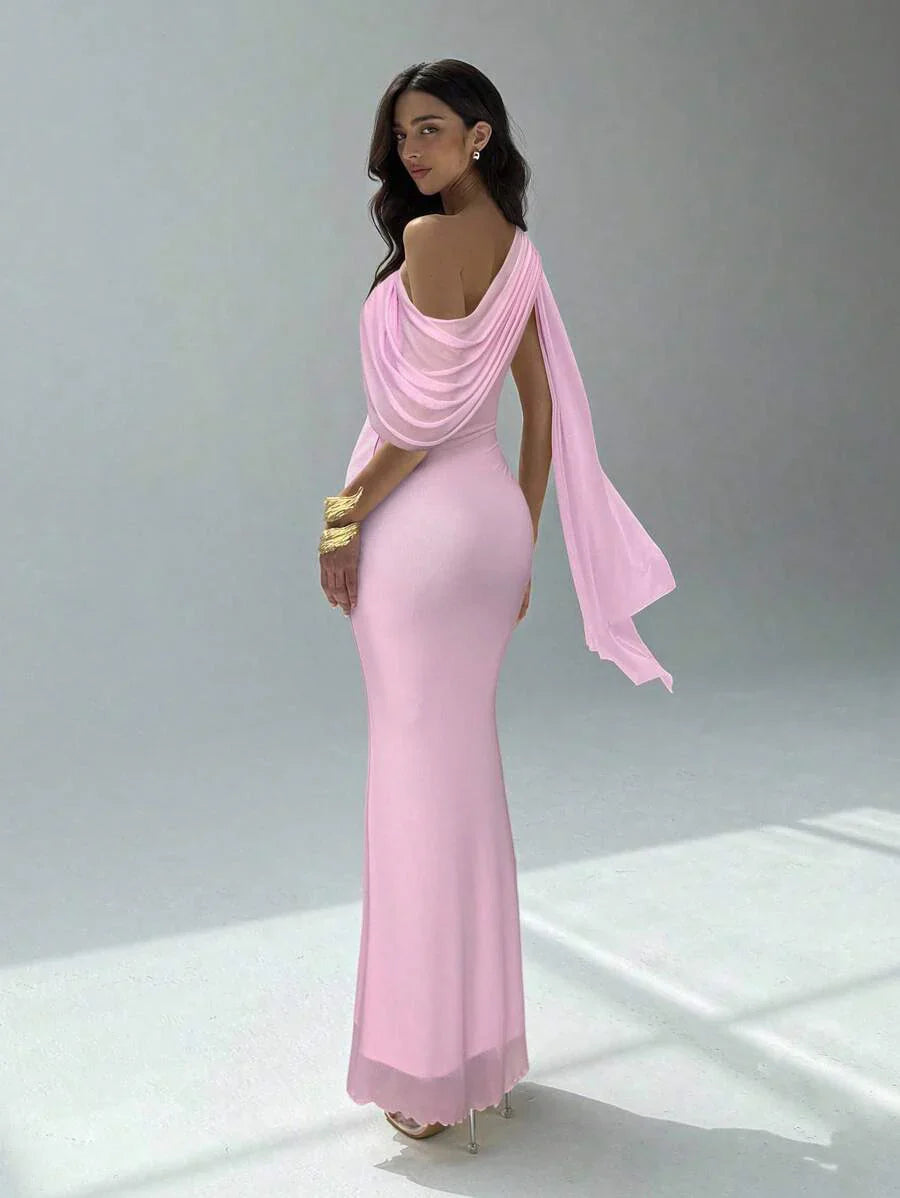NOIREL - Asymmetric One Shoulder Bodycon Maxi Dress