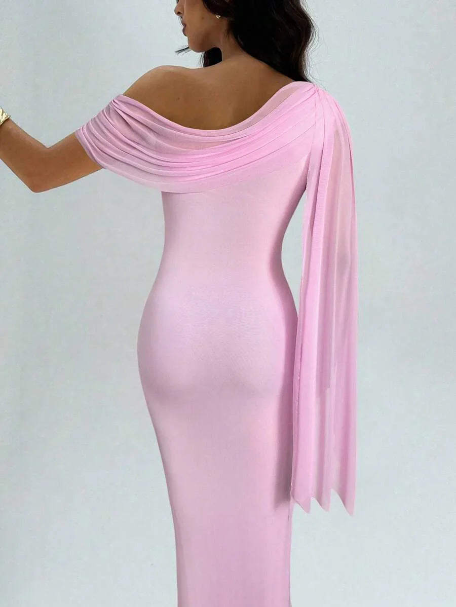 NOIREL - Asymmetric One Shoulder Bodycon Maxi Dress