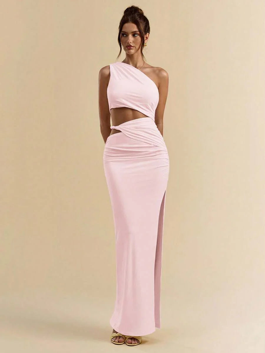 SVELTO - Asymmetric Bodycon Maxi Dress with High Slit