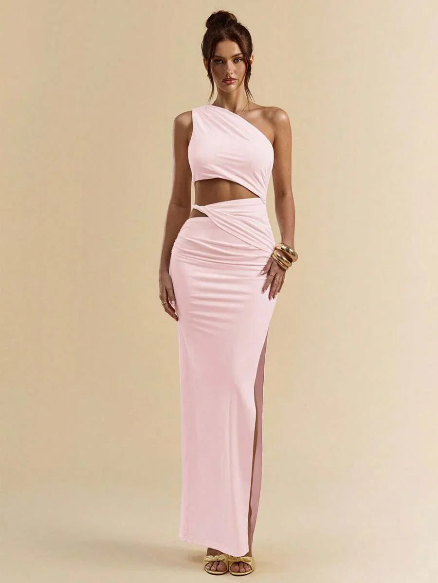 SVELTO - Asymmetric Bodycon Maxi Dress with High Slit