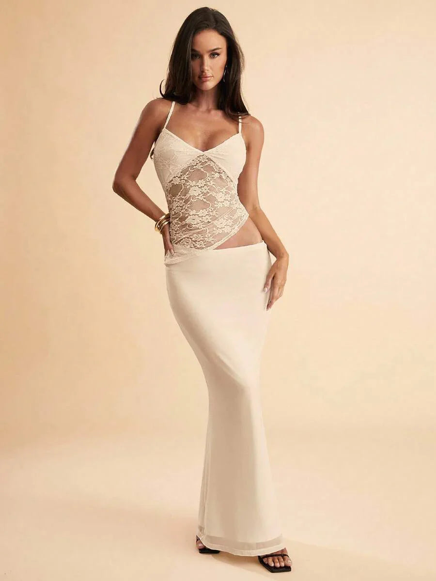 NARILA - Lace Panel Bodycon Maxi Dress
