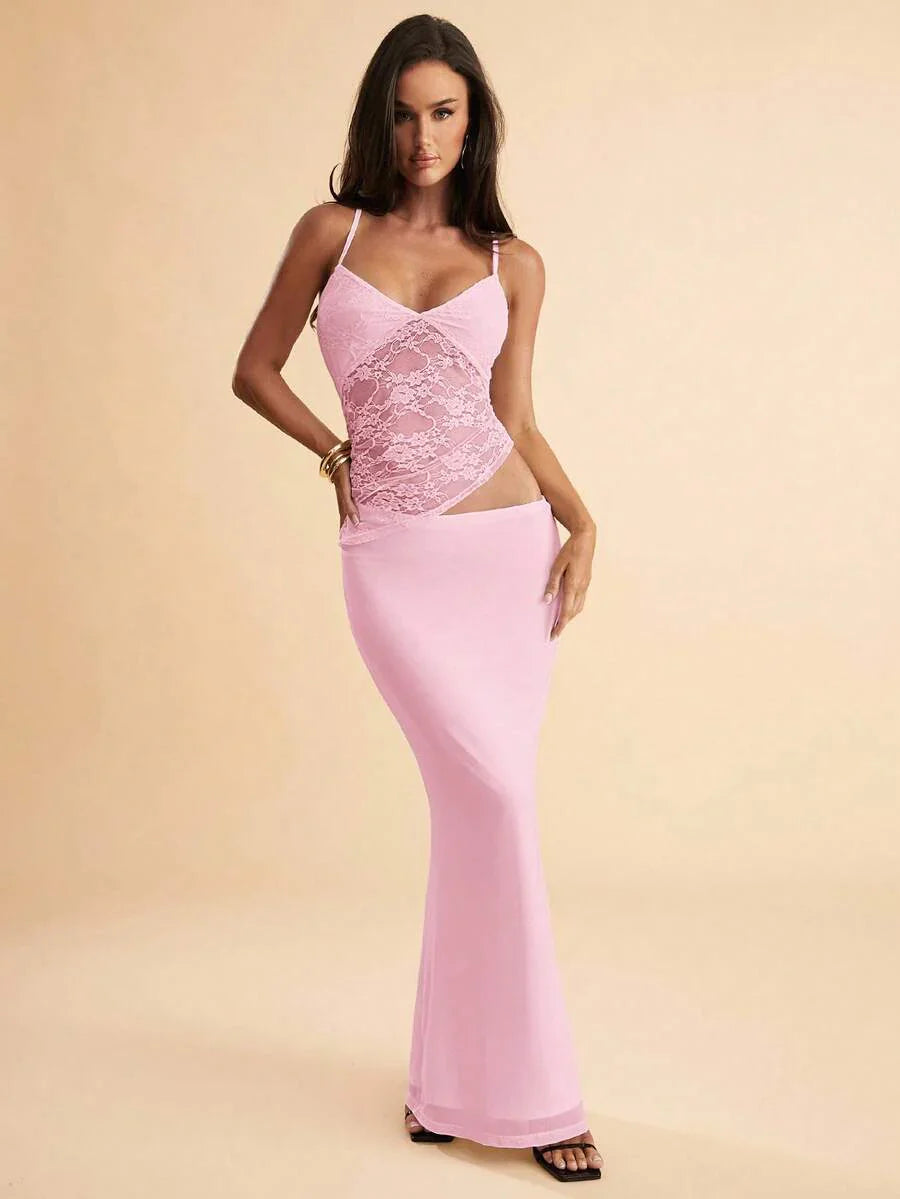 NARILA - Lace Panel Bodycon Maxi Dress