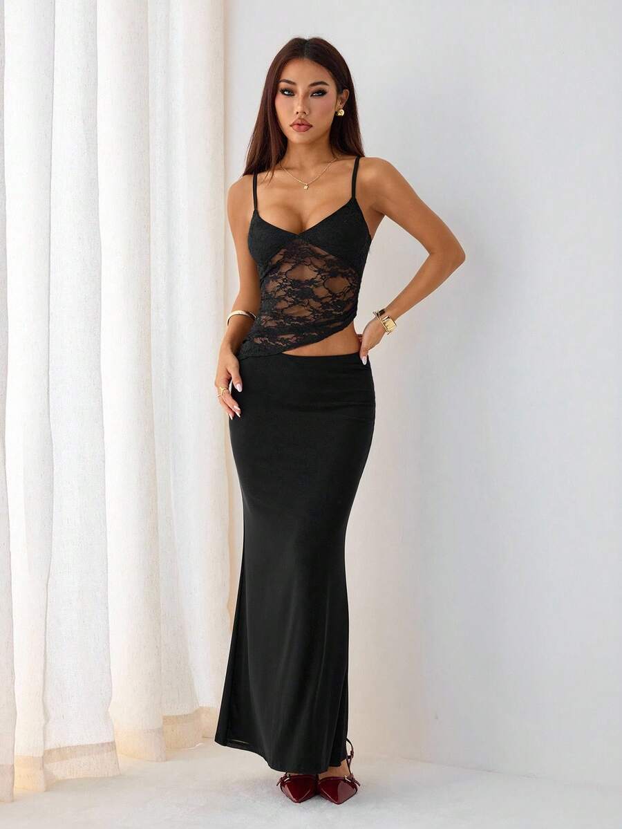 VELISSE - Lace Bodycon Maxi Dress