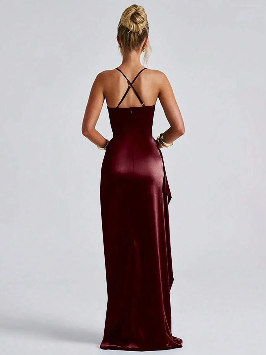 SATINÉ - Spaghetti Strap Satin Maxi Dress