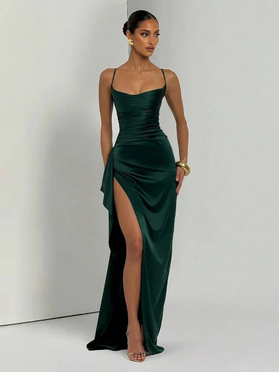 SATINÉ - Spaghetti Strap Satin Maxi Dress