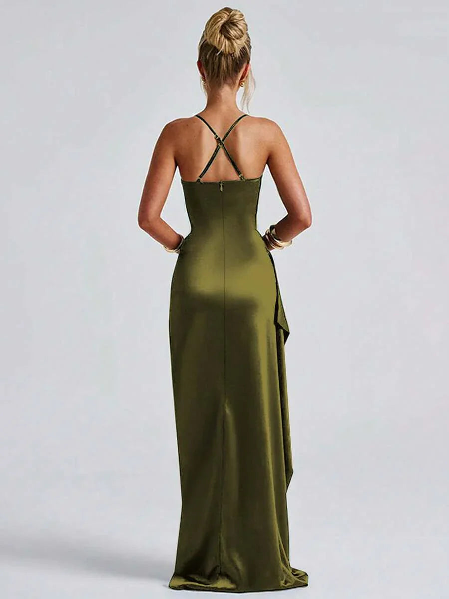 SATINÉ - Spaghetti Strap Satin Maxi Dress