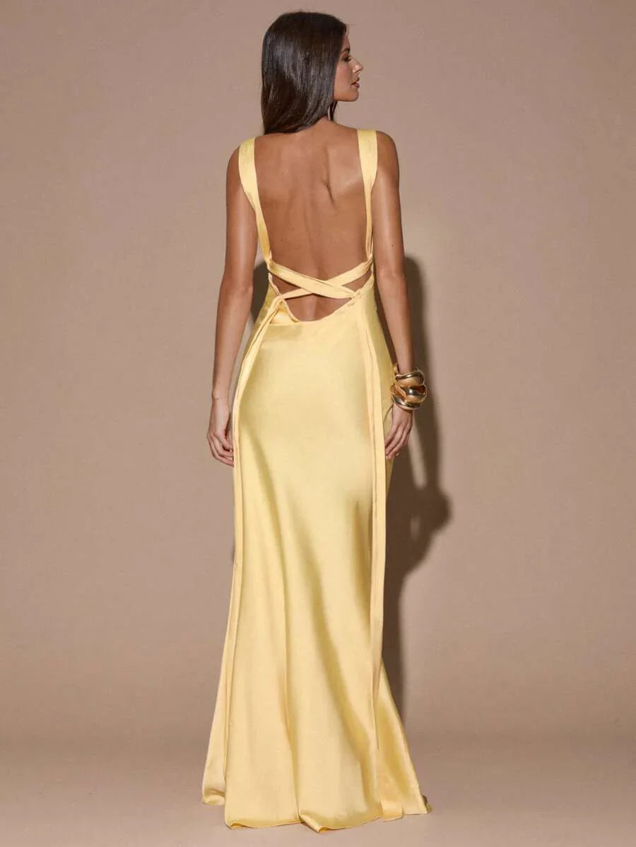 SOLÉA - Backless Maxi Dress Light Yellow