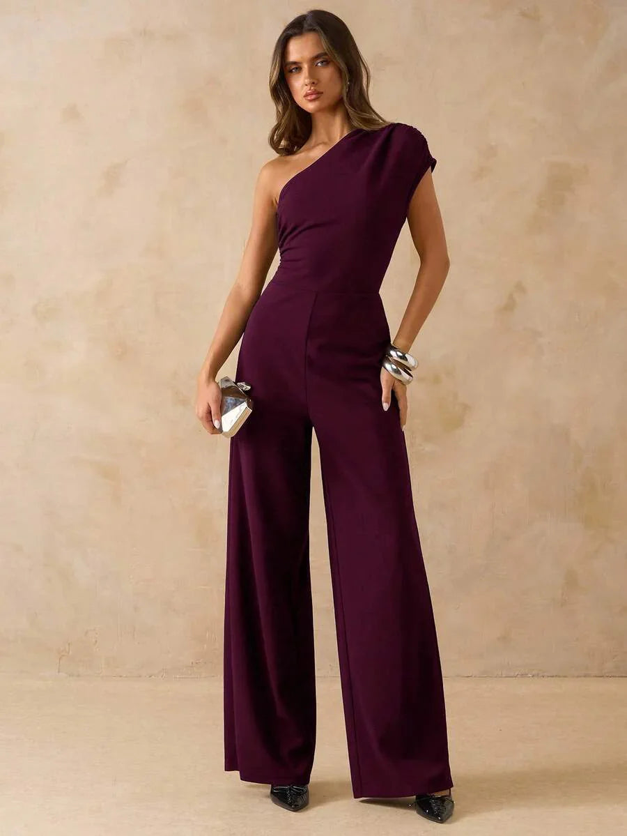 NORI - Asymmetrical One Shoulder Wide Leg Jumpsuit maxi dress