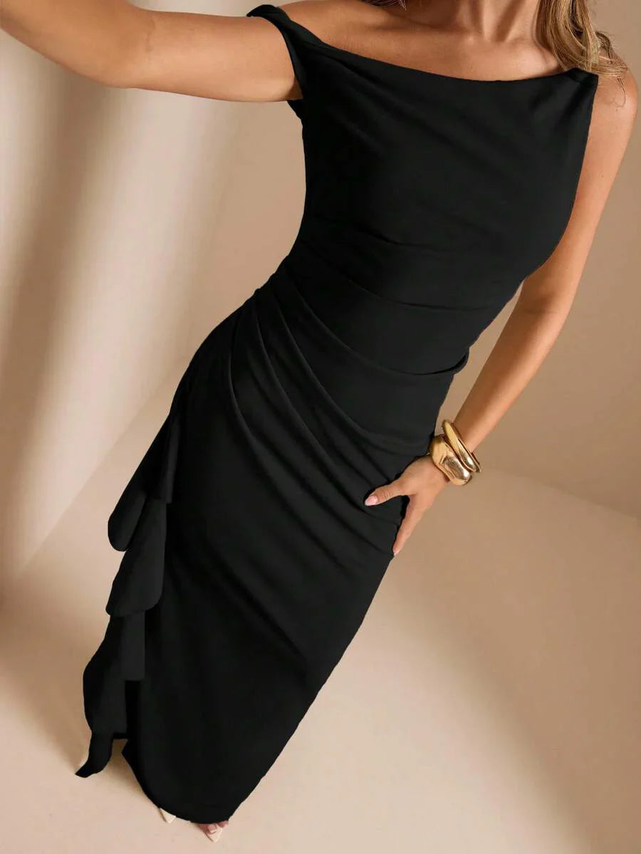 ROUELLE - One Shoulder Ruched Maxi Dress