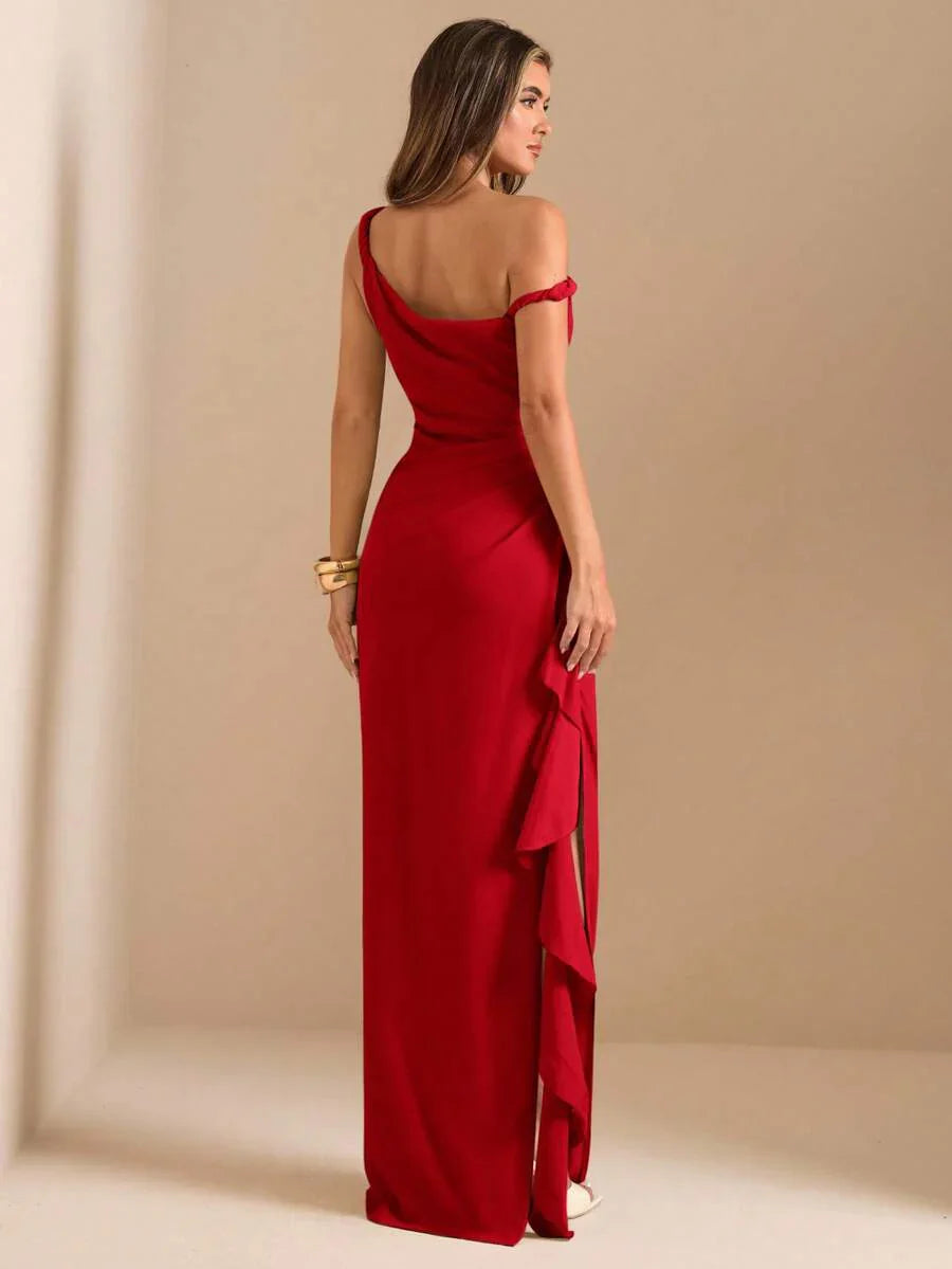 ROUELLE - One Shoulder Ruched Maxi Dress