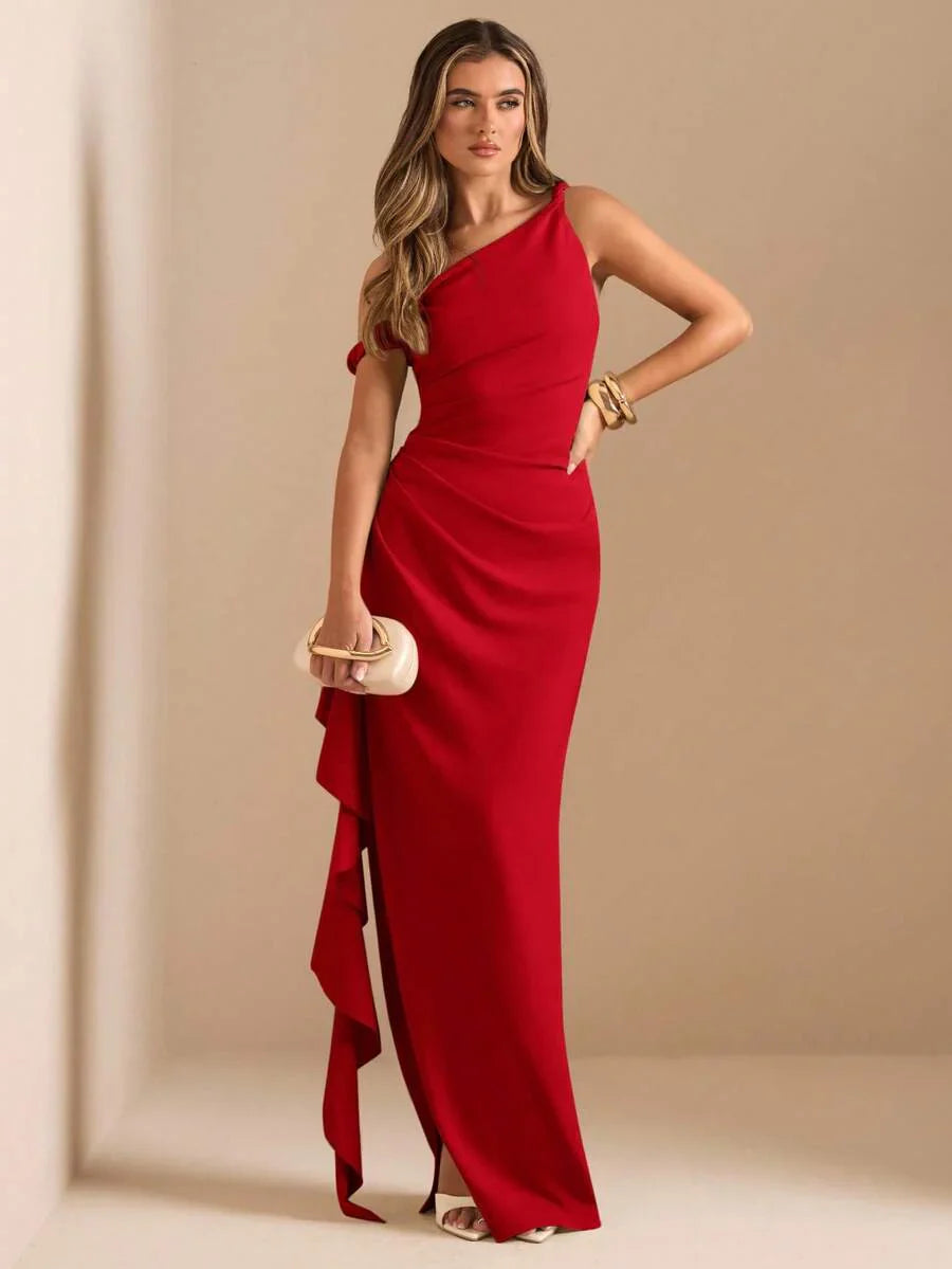 ROUELLE - One Shoulder Ruched Maxi Dress