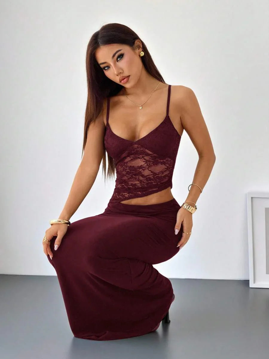 VELISSE - Lace Bodycon Maxi Dress