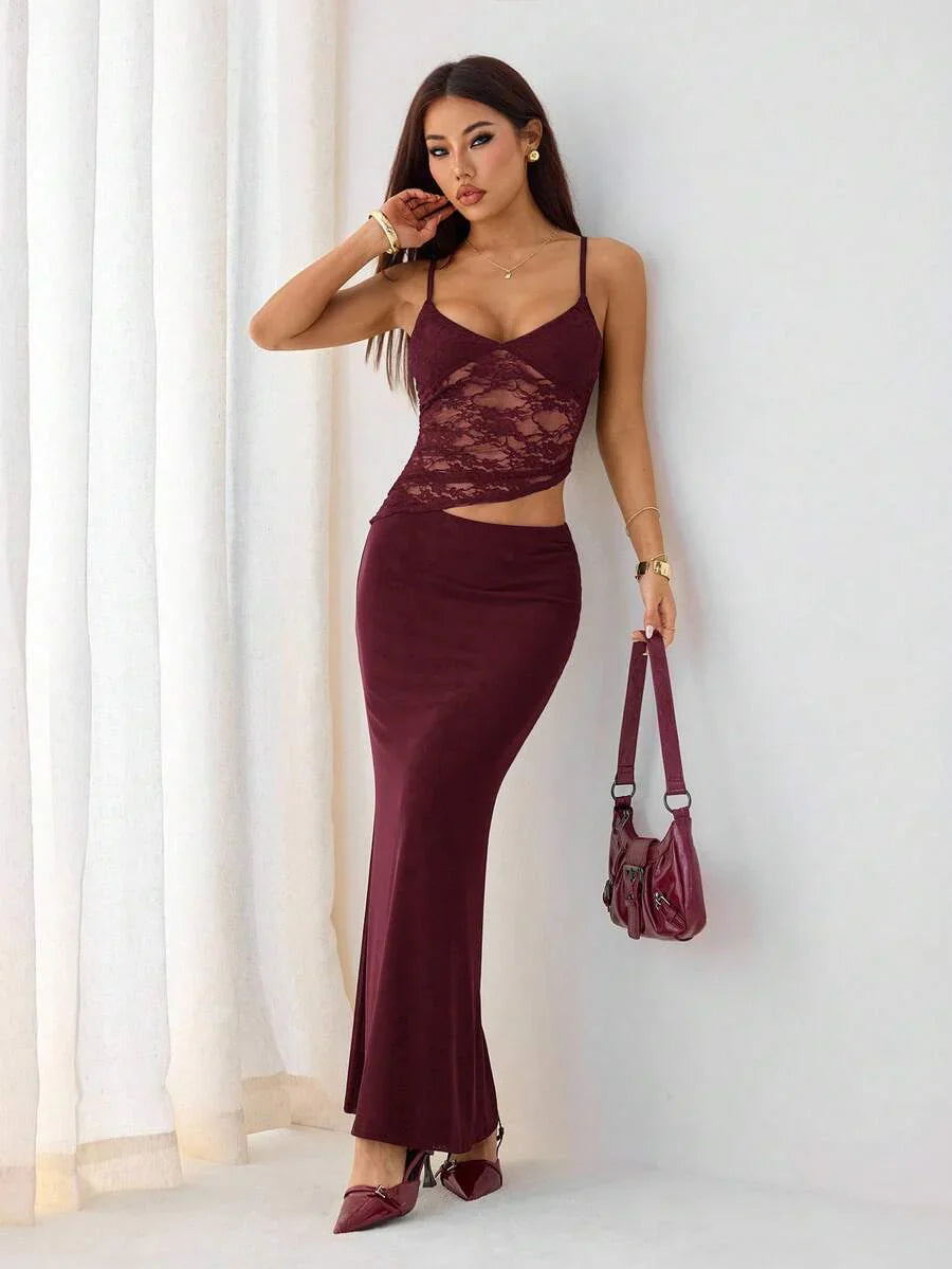 VELISSE - Lace Bodycon Maxi Dress