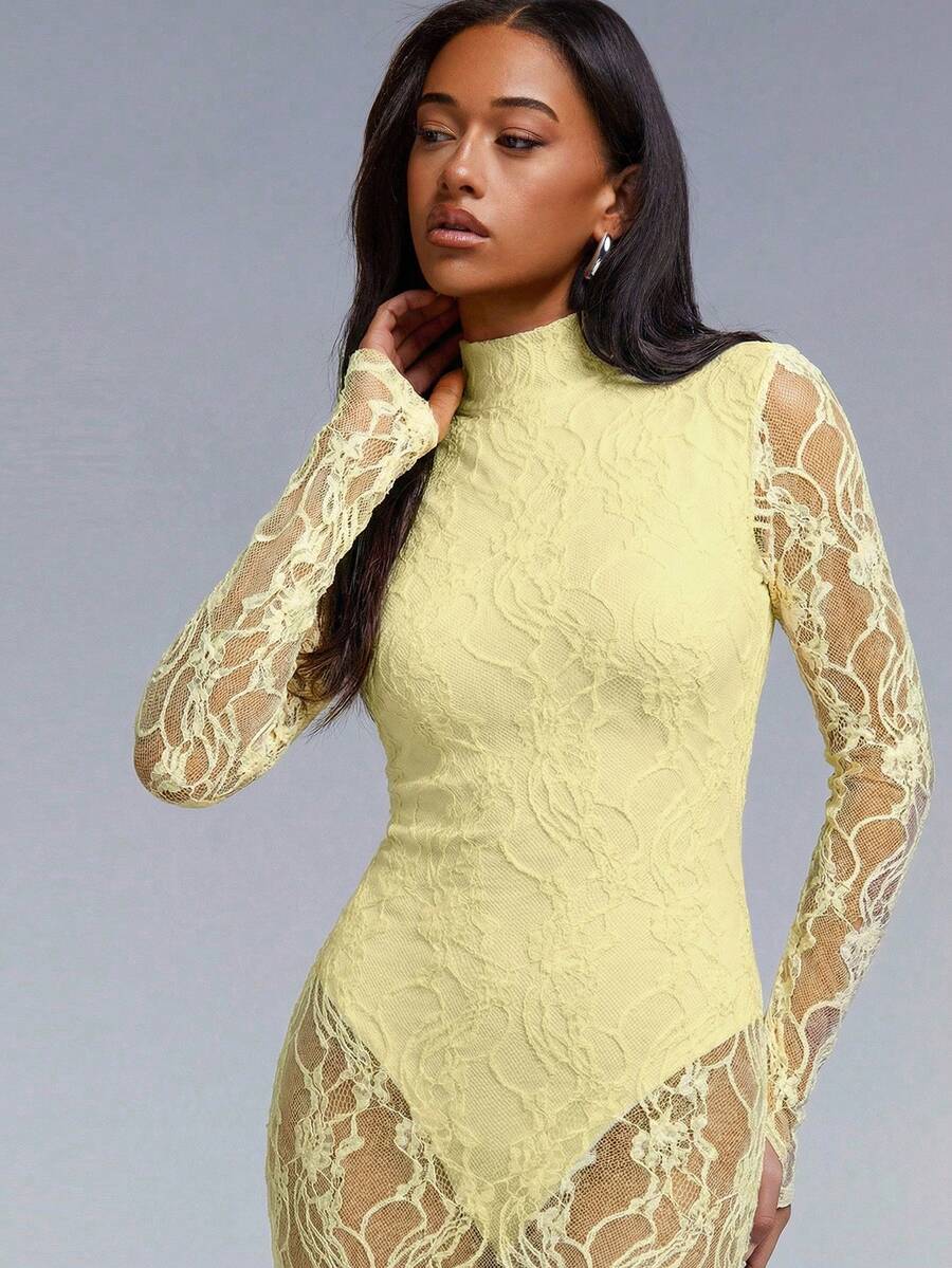 VELIRA - Lace Backless Bodycon Maxi Dress