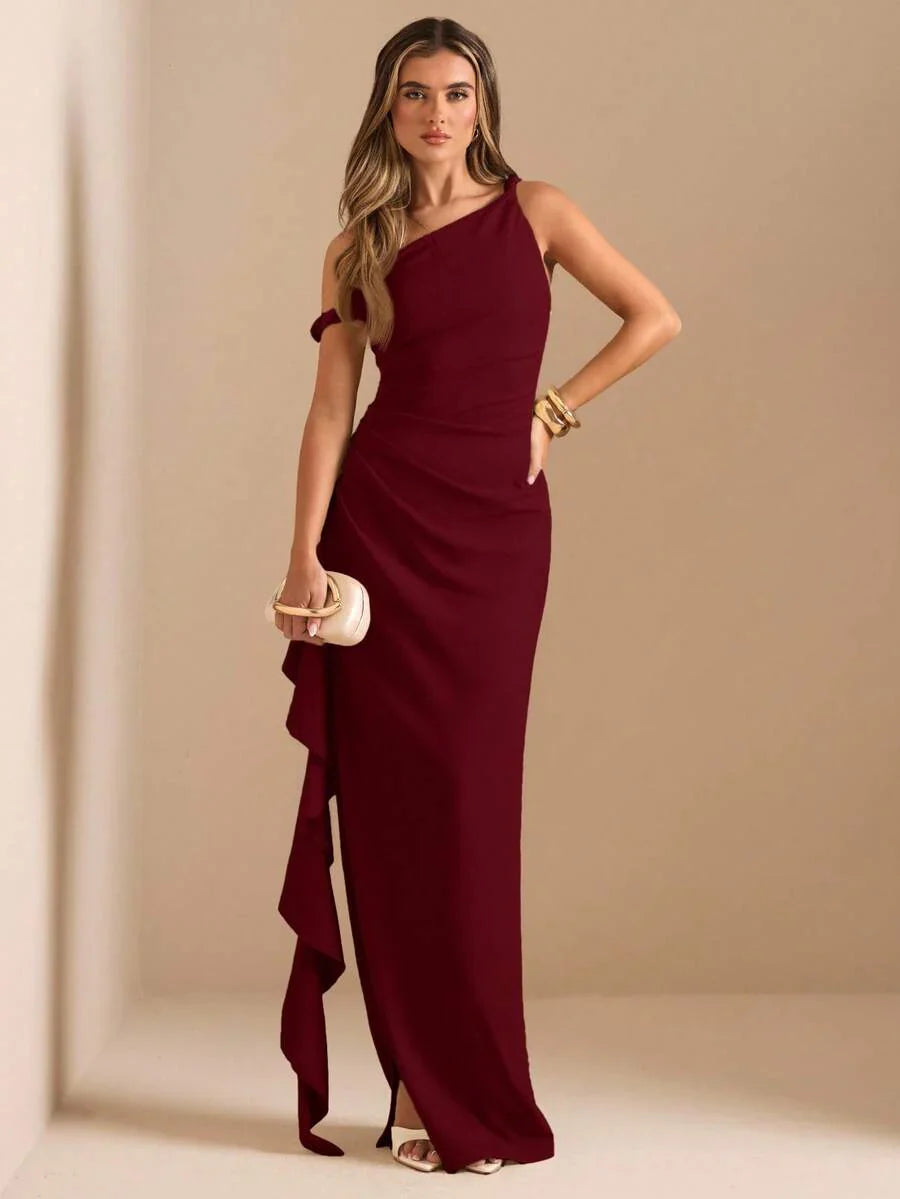 ROUELLE - One Shoulder Ruched Maxi Dress