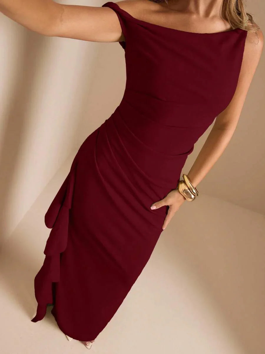 ROUELLE - One Shoulder Ruched Maxi Dress