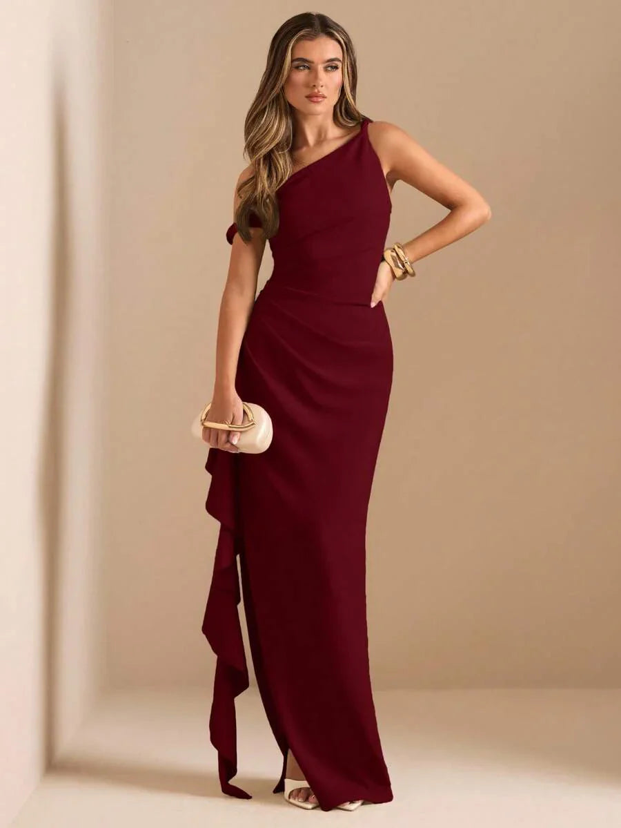 ROUELLE - One Shoulder Ruched Maxi Dress