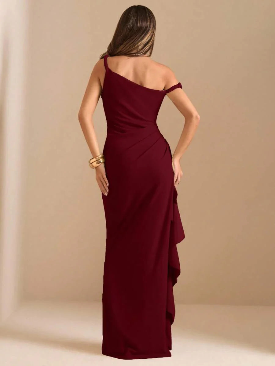 ROUELLE - One Shoulder Ruched Maxi Dress