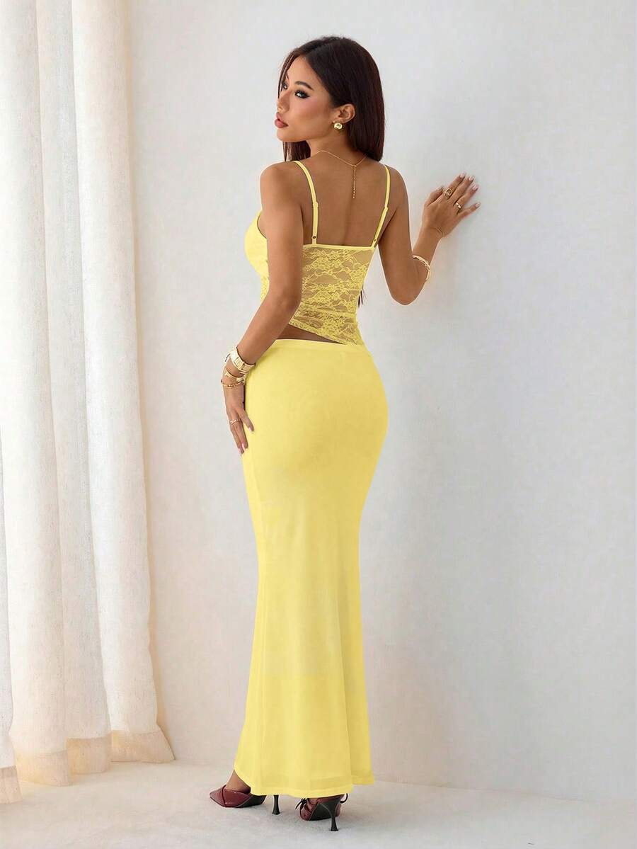 VELISSE - Lace Bodycon Maxi Dress