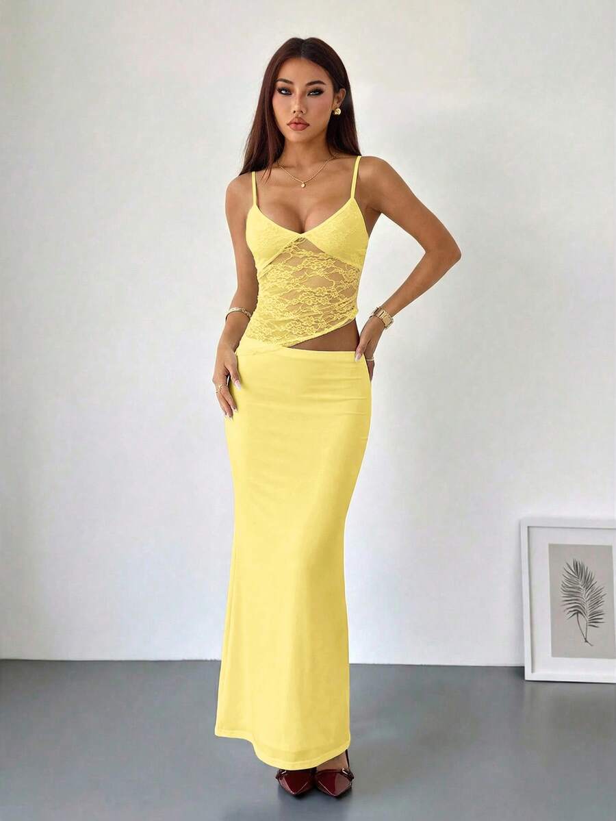 VELISSE - Lace Bodycon Maxi Dress