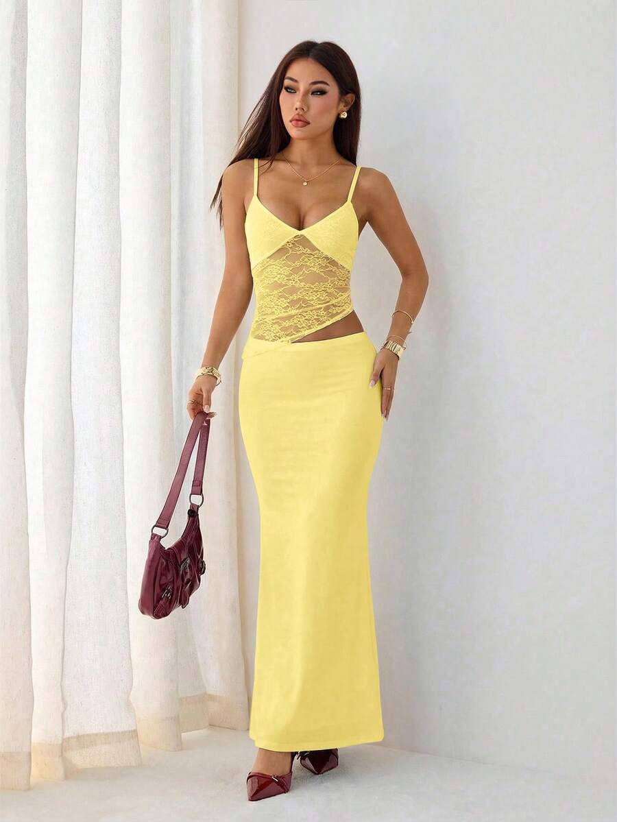 VELISSE - Lace Bodycon Maxi Dress