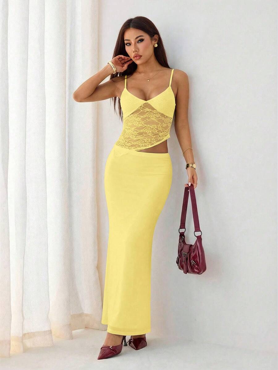 VELISSE - Lace Bodycon Maxi Dress