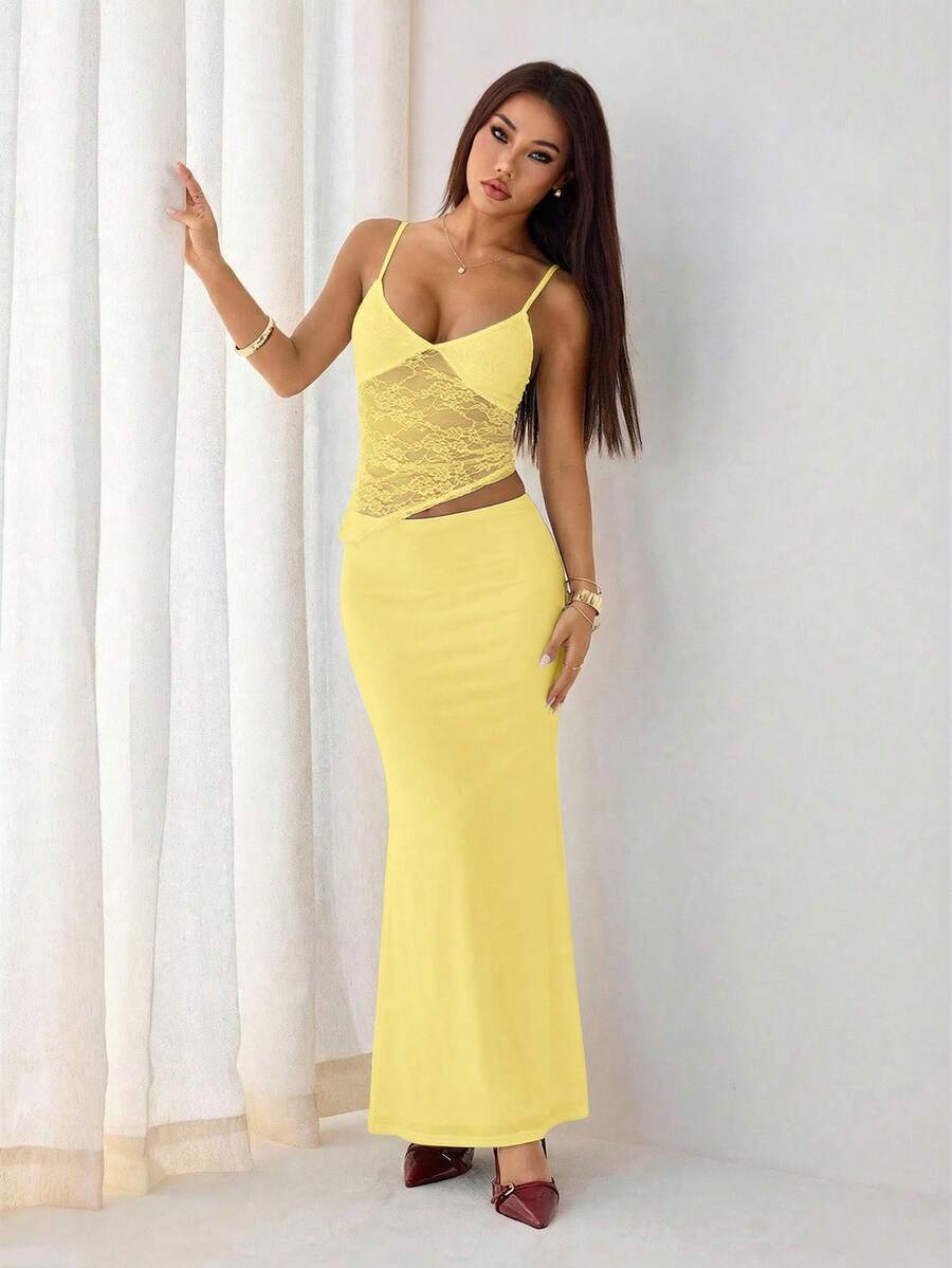 VELISSE - Lace Bodycon Maxi Dress