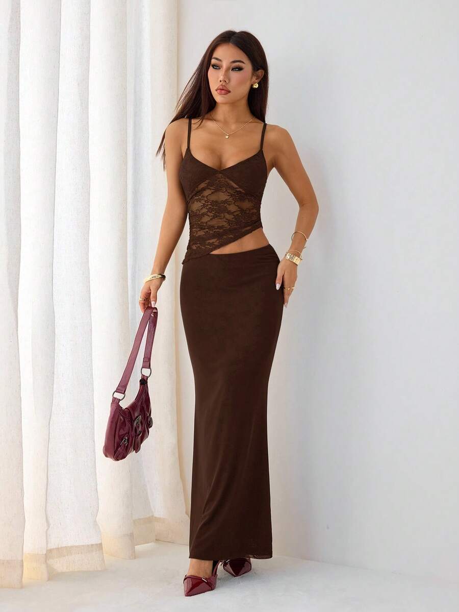VELISSE - Lace Bodycon Maxi Dress