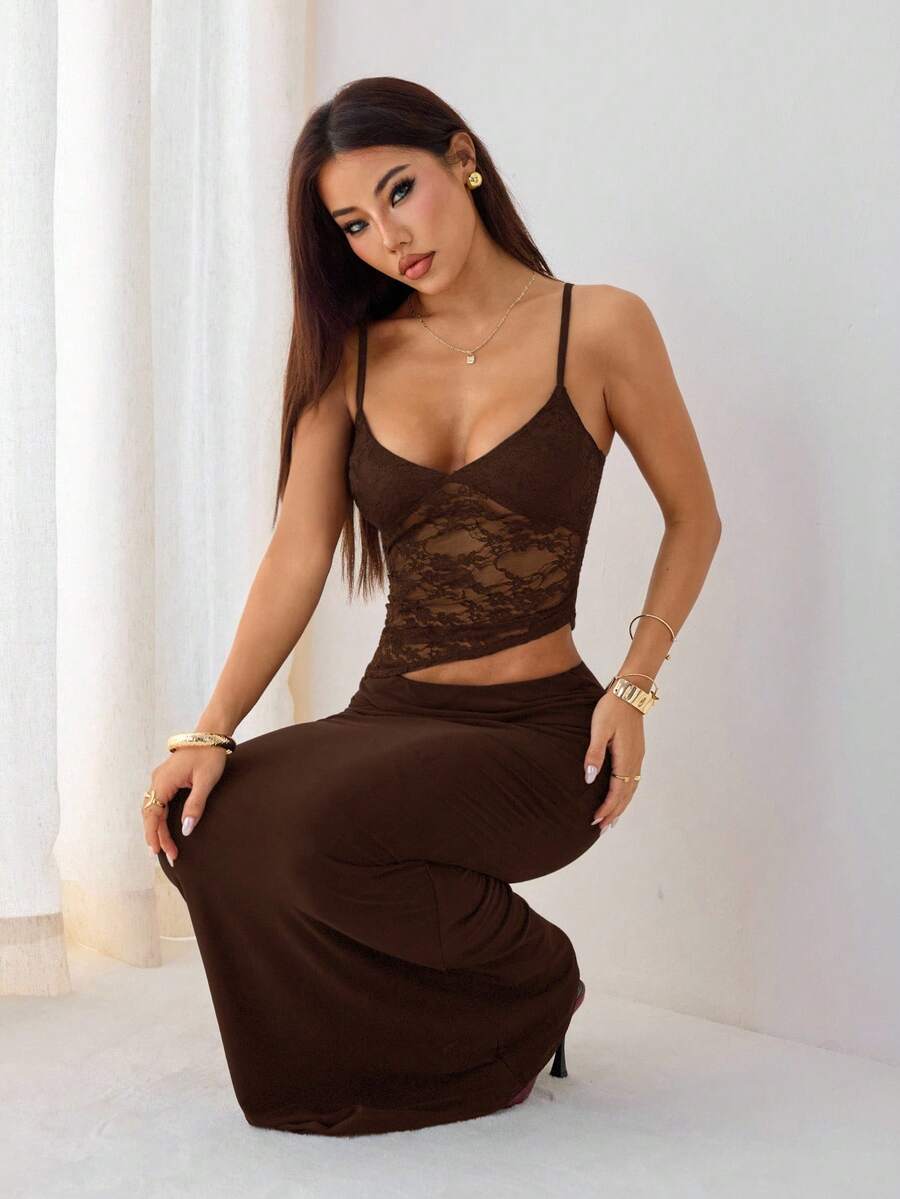 VELISSE - Lace Bodycon Maxi Dress